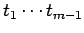 $ t_1\cdots t_{m-1}$